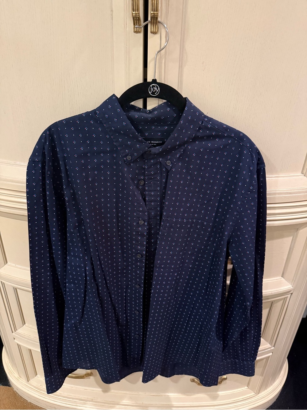 Club Monaco Navy Microprint Button-Up Shirt
